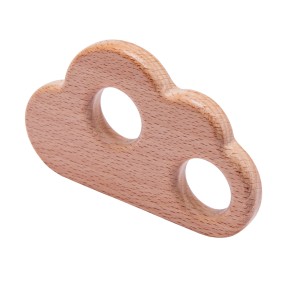 Wooden Teether Toy Manufacturer - DIY Beech Double Hole Cloud Shaped Pendant Necklace for Baby