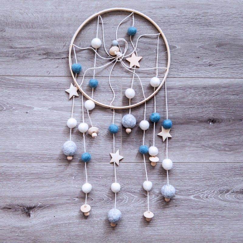 Felt Ball Wind Chime Manufacturer - Handmade Wooden Star Baby Mobiles Bed Bell Cradle Decoration for Stroller