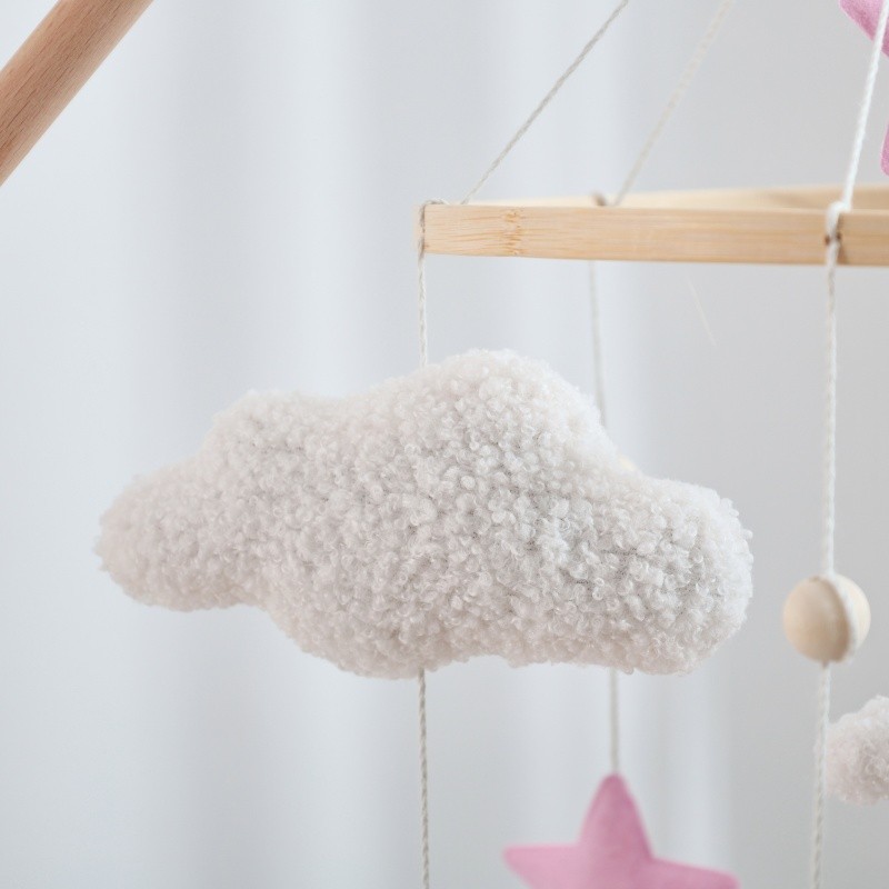 Crib Bell Plush Decoration Manufacturer - Cute Teddy Fleece Alpaca with Wooden Frame Sleeping Toy Hanging