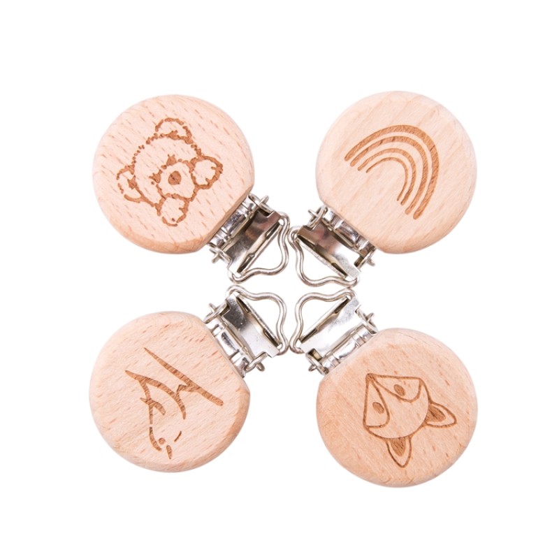 Baby Pacifier Clip Manufacturer - Custom Beech Wood Printed Dummy Clip Gift OEM/ODM