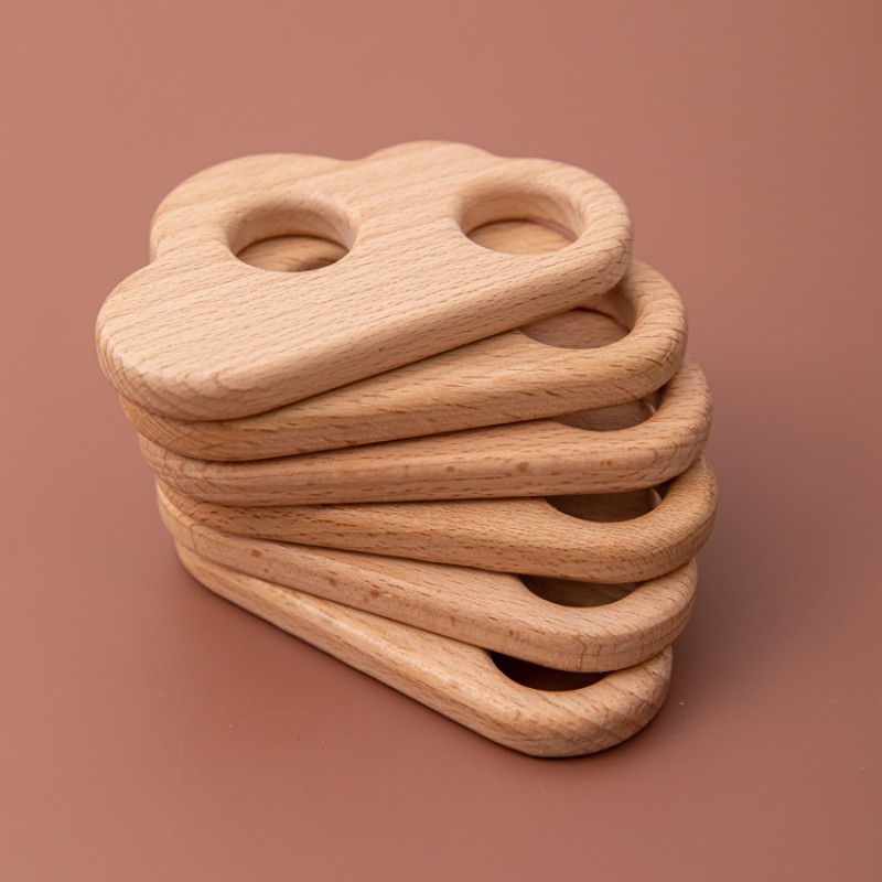Wooden Teether Toy Manufacturer - DIY Beech Double Hole Cloud Shaped Pendant Necklace for Baby