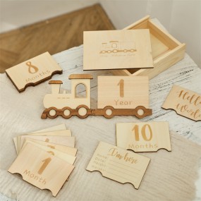 Wooden Milestone Box Manufacturer - Customizable Cute Unique Train for Baby OEM/ODM