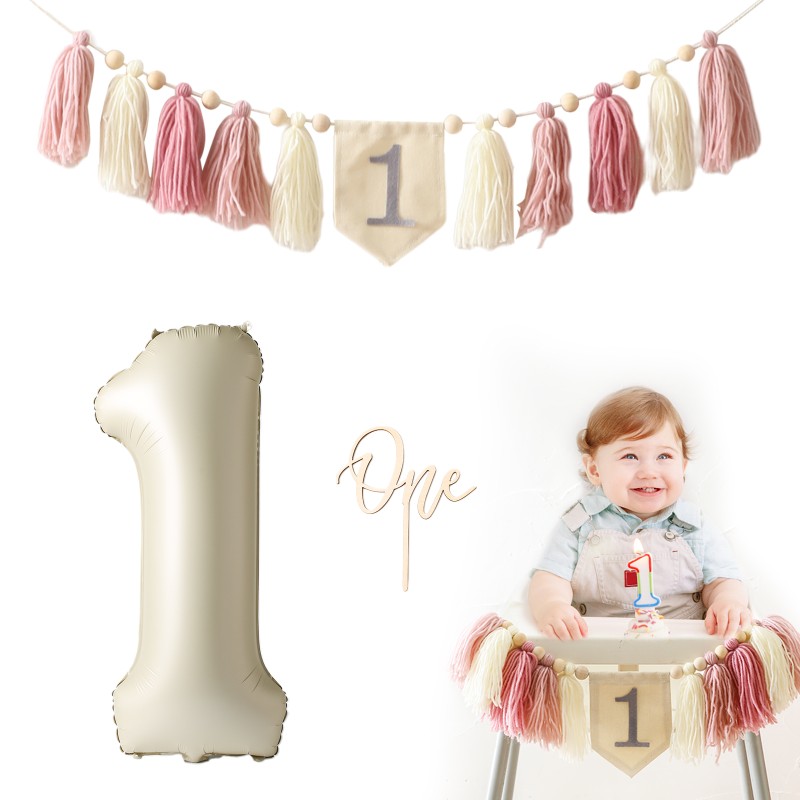 Baby Birthday Decoration Set Manufacturer - Cotton Crown Magic Wand Wooden Balloons Tassels Banner