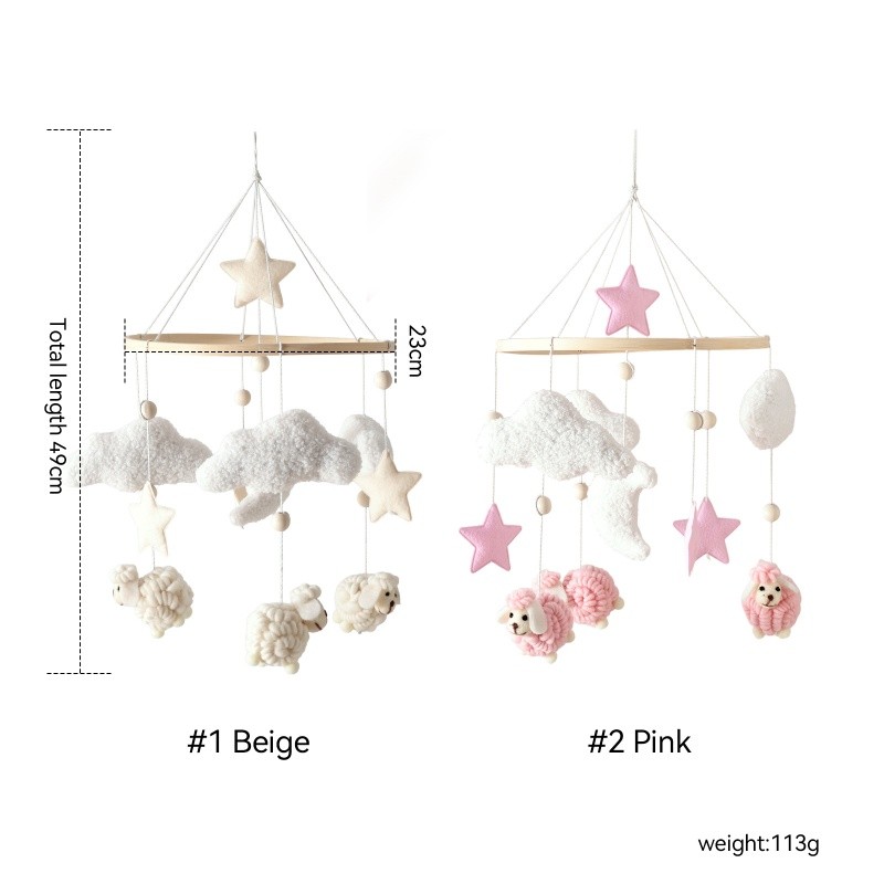 Baby Crib Decoration Manufacturer - Soft Teddy Fleece Alpaca Plush with Wooden Frame Hanging Bed Toy