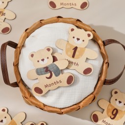 Wooden Commemorative Card Manufacturer - Bear Baby Growth Monthly Souvenir Gift