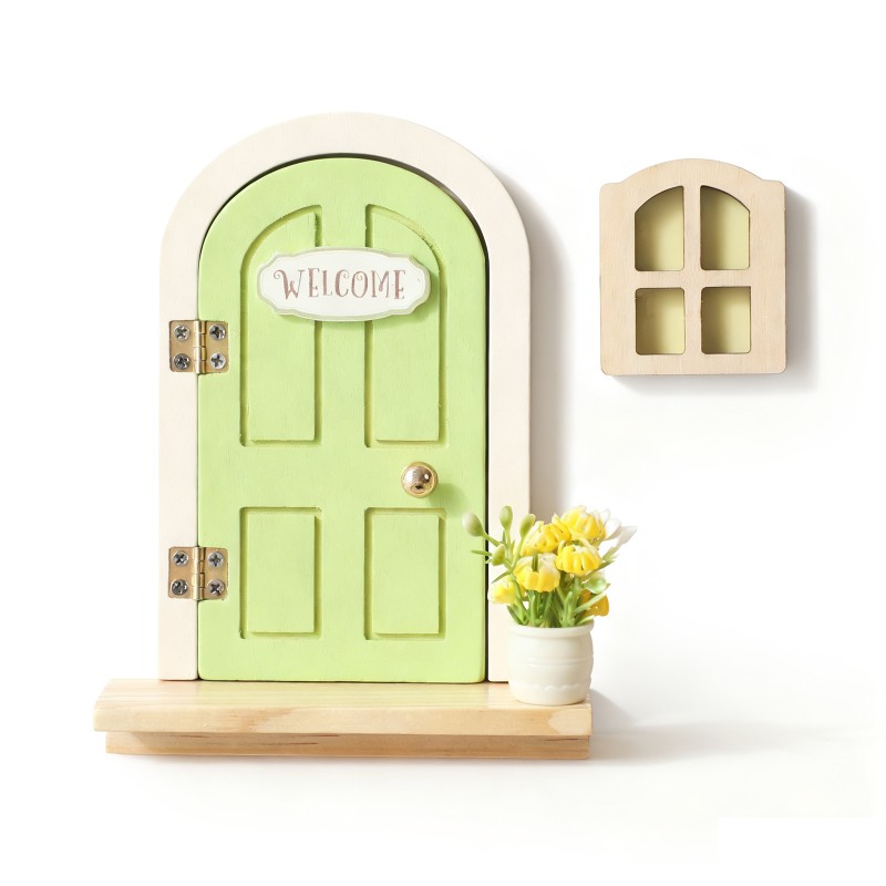 Wooden Baby Educational Toys Manufacturer - for 1-3 Years Birthday Home Decor Elf Door with Window Flower