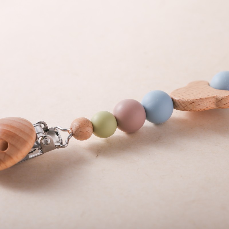 Baby Pacifier Clips Manufacturer - Food Grade Silicone Floral Cartoon Round Shape with Chain for Feeding