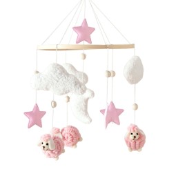Crib Bell Plush Decoration Manufacturer - Cute Teddy Fleece Alpaca with Wooden Frame Sleeping Toy Hanging