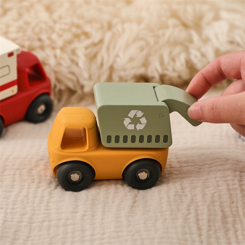Silicone Toy Car Manufacturer - Unisex Montessori Colorful Early Educational Cognitive Traffic Bus in Bag