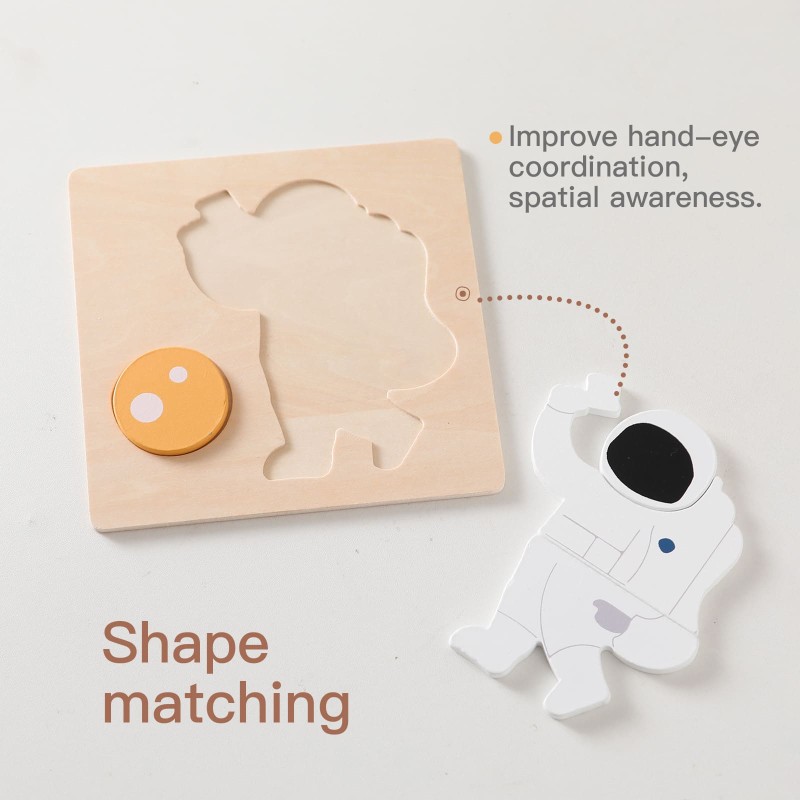 Wooden Puzzle Toy Manufacturer - Musical Planet Astronaut Rocket Nesting for 2-4 Years Unisex