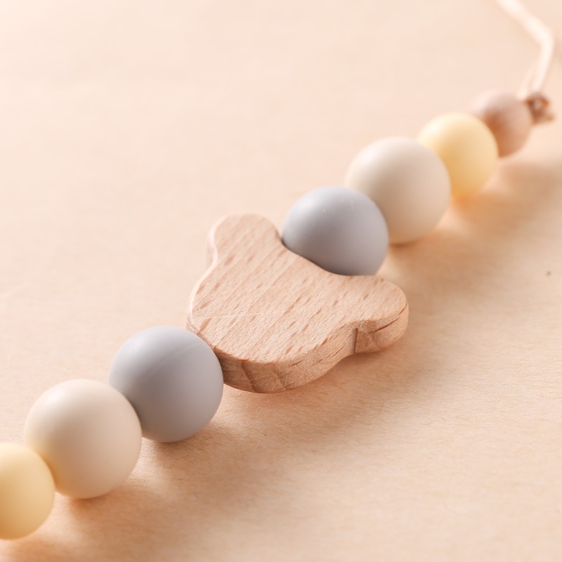 Baby Pacifier Clips Manufacturer - Food Grade Silicone Floral Cartoon Round Shape with Chain for Feeding