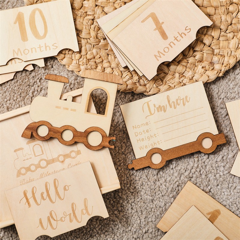 Wooden Milestone Box Manufacturer - Customizable Cute Unique Train for Baby OEM/ODM
