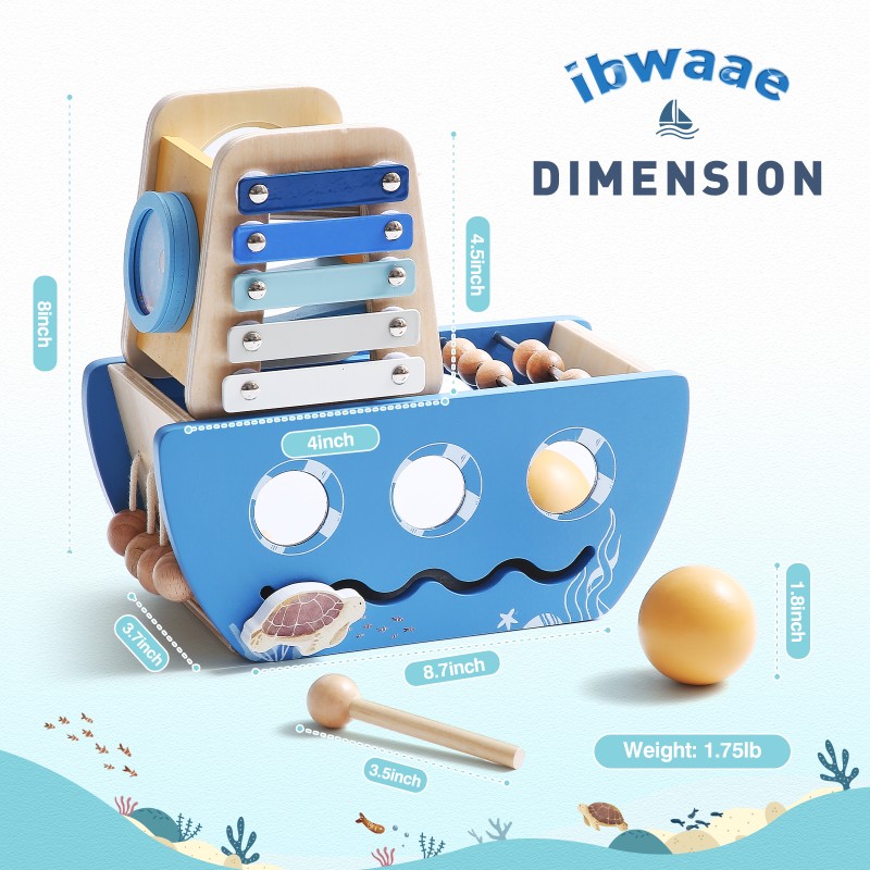 Wooden Educational Toys Manufacturer - Ocean Style Montessori Multi-functional Warship Style Intelligence Developing