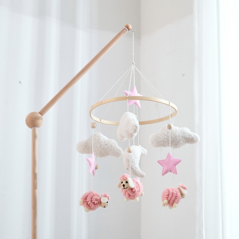 Baby Crib Decoration Manufacturer - Soft Teddy Fleece Alpaca Plush with Wooden Frame Hanging Bed Toy