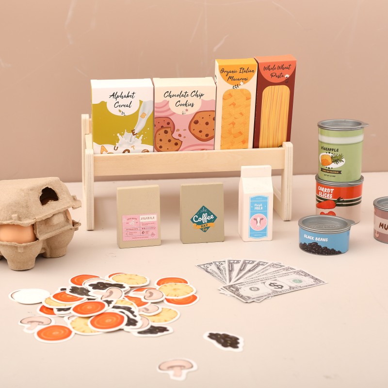 Wooden Food Market Game Manufacturer - Montessori Toy Set Early Educational Mini Preschool Role Play 2-6 Years