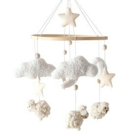 Baby Crib Decoration Manufacturer - Soft Teddy Fleece Alpaca Plush with Wooden Frame Hanging Bed Toy