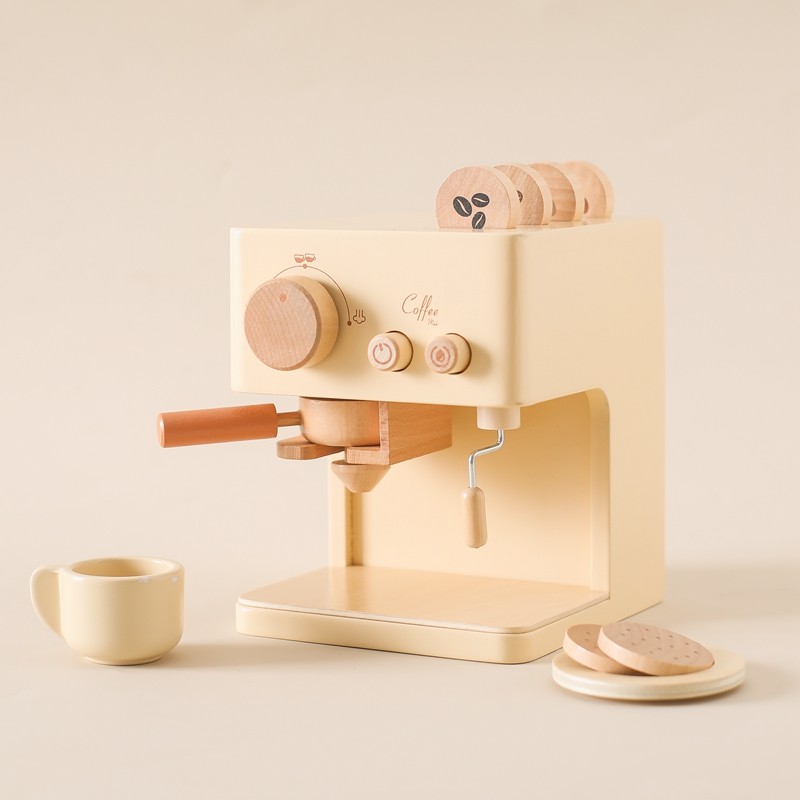 Wooden Coffee Machine Toy Set Manufacturer - Preschool Pretend Play Kitchen for Kids Unisex
