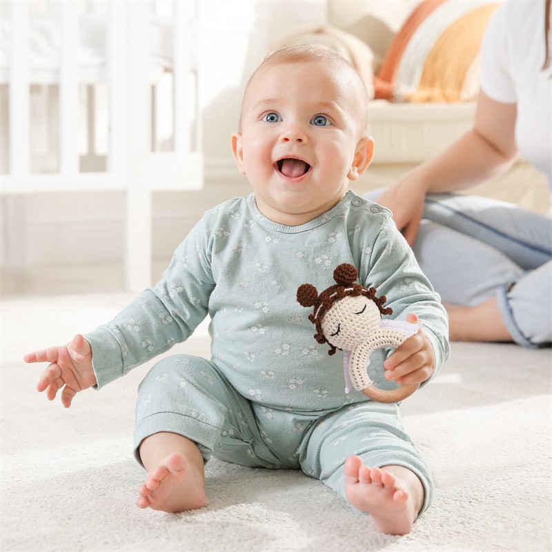 Wooden Crochet Baby Toy Manufacturer - High Quality Customizable Angel Cute Soft Animal Rattle Sensory