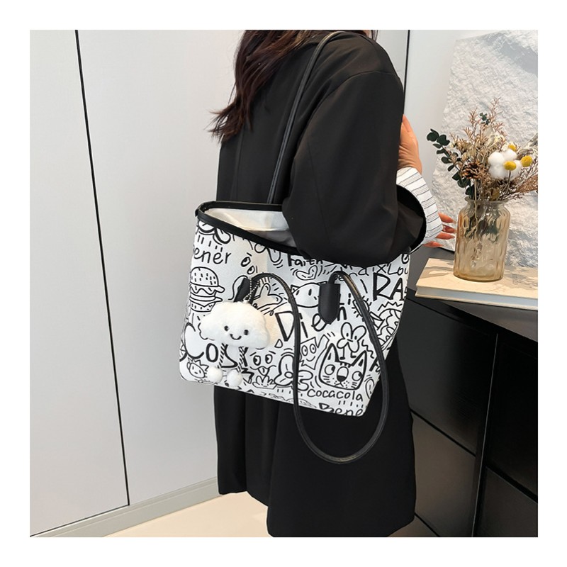 Canvas Tote Bag - Graffiti Large Capacity