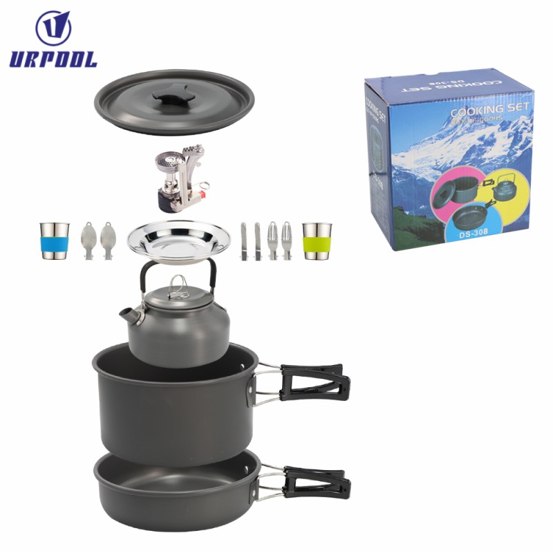 Aluminum Cookware Set Manufacturer - Outdoor for Camping Picnics BBQs Anodized Surface Kettle Pan Pot Tableware