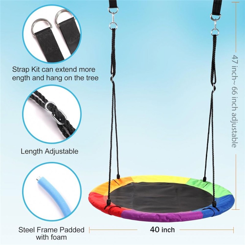 Disc Swing Manufacturer - Hanging Ropes Kids Round Multi-Strand Adjustable Ropes Swing Seat 40 Saucer for Indoor Outdoor