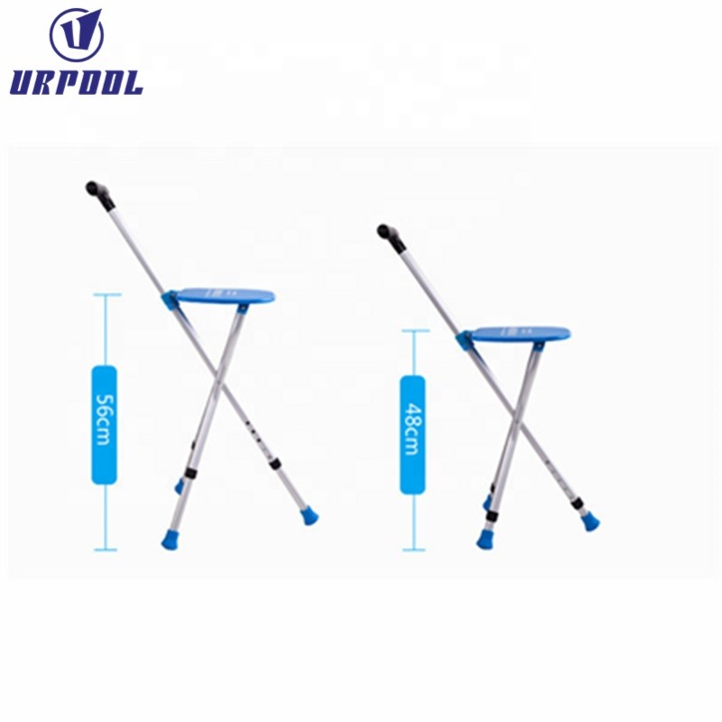 Cane Stool Manufacturer - Three Old Man Multi-functional Telescopic Cane Folding Footrest Cane Seat Action