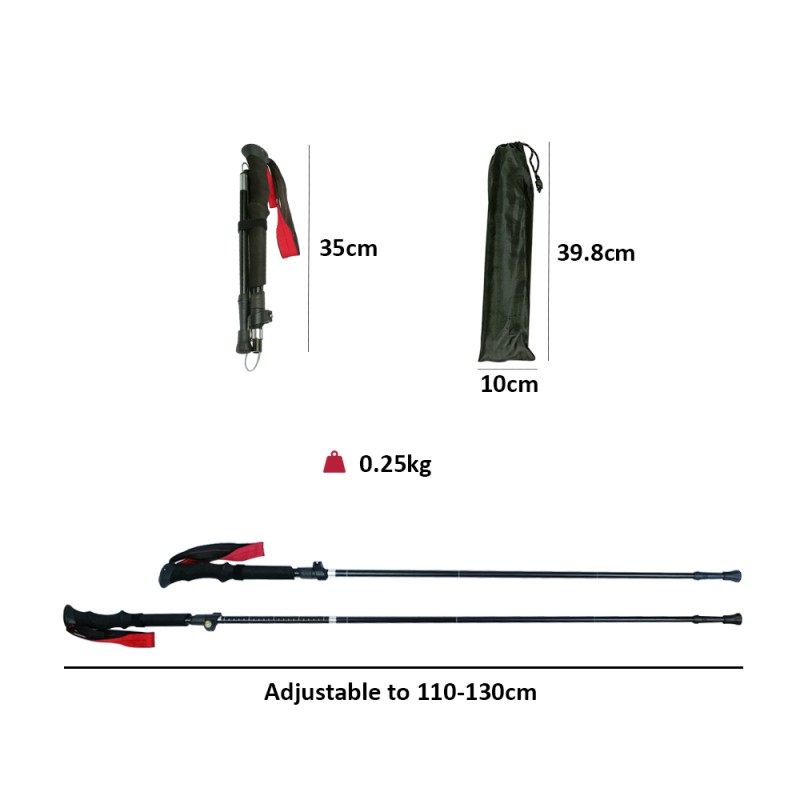 Aluminum Folding Walking Stick Manufacturer - Outdoor Hiking Poles Telescopic for Men and Women Nordic Walking