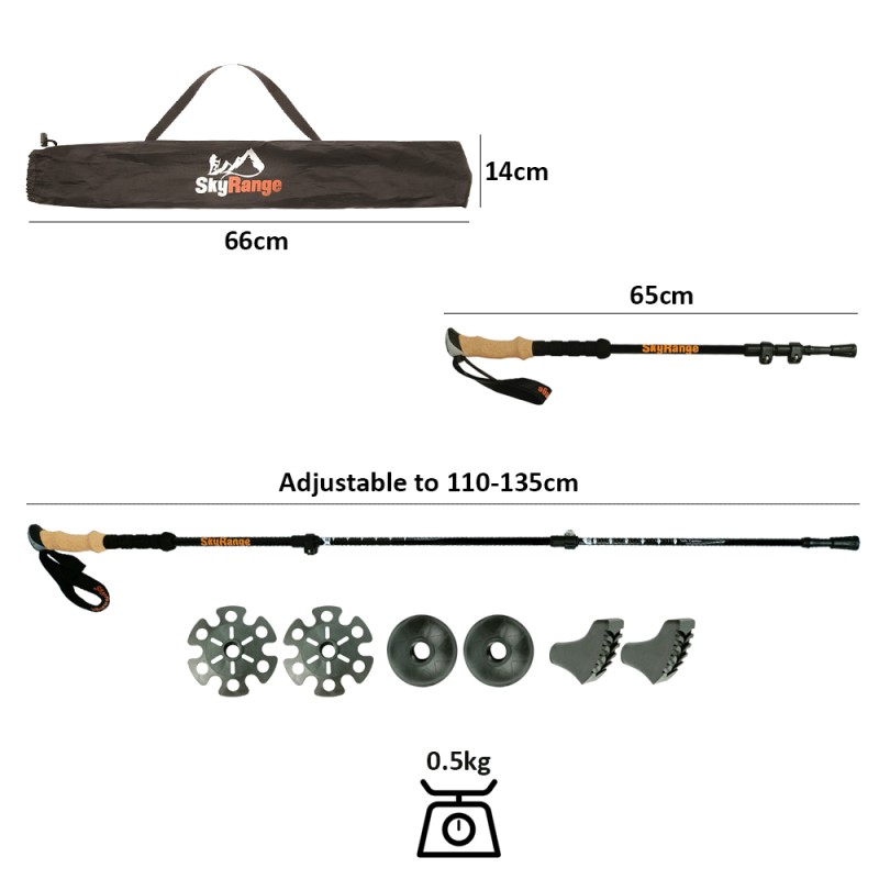 Carbon Trekking Pole Manufacturer - 3LS Lock System 100% Ultralight Folding for Walking Trail Running