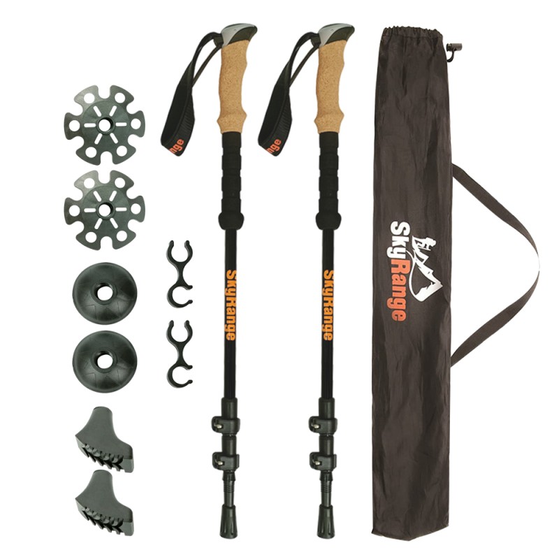 Carbon Trekking Pole Manufacturer - 3LS Lock System 100% Ultralight Folding for Walking Trail Running