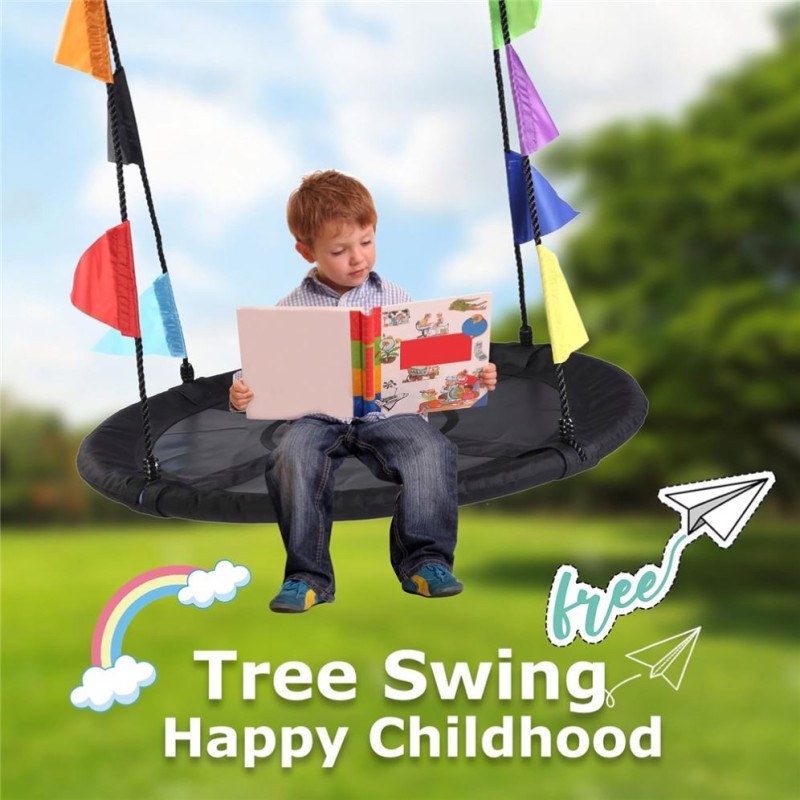 Saucer Swing Manufacturer - 40 Inch Flying Round Swing With Hanging Straps Sets for Indoor and Outdoor Playground