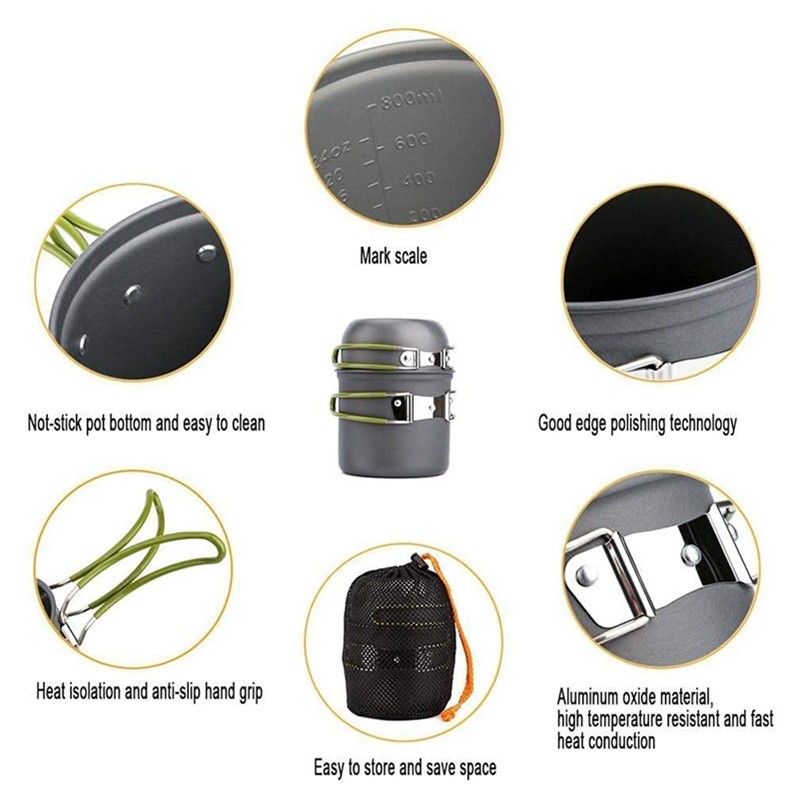 Aluminium Cookware Set Manufacturer - High Quality 1-Person Non-Stick Anodized Pots Pans for Outdoor Hiking
