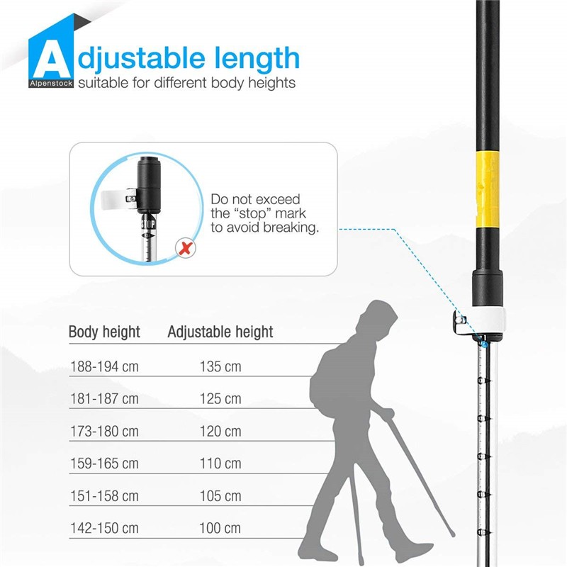 Aluminum Trekking Poles Manufacturer - Ultralight 7075 Collapsible Carbon Walking Stick with Cork Handle Quick Lock
