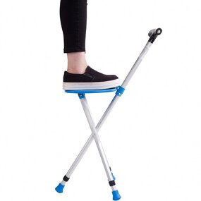 Cane Stool Manufacturer - Three Old Man Multi-functional Telescopic Cane Folding Footrest Cane Seat Action