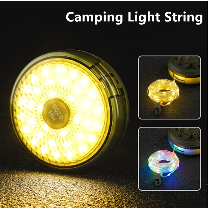 Portable String Lights Manufacturer - Warm with 8 Lighting Modes Camping Lamp 2 in 1 for Outdoor Party Yard