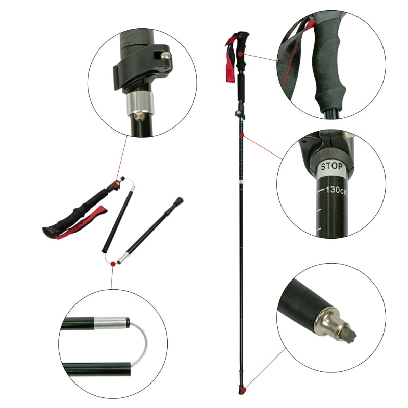 Aluminum Folding Walking Stick Manufacturer - Outdoor Hiking Poles Telescopic for Men and Women Nordic Walking
