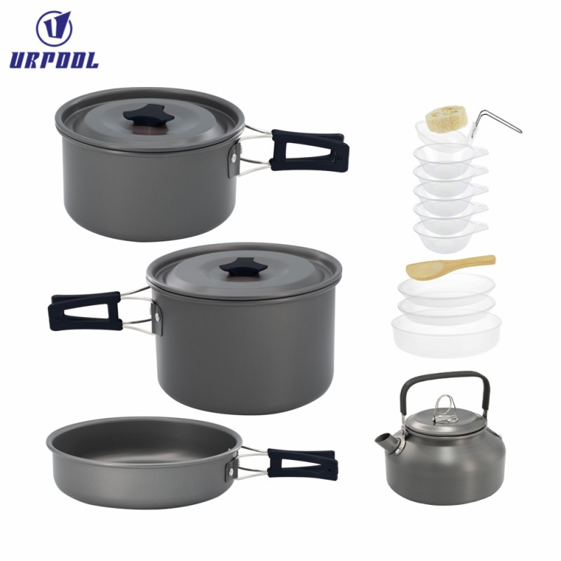 Camping Stove Set Manufacturer - Outdoor Cooking Mess Kit Pots Pans Kettle Portable for Hiking and Picnic