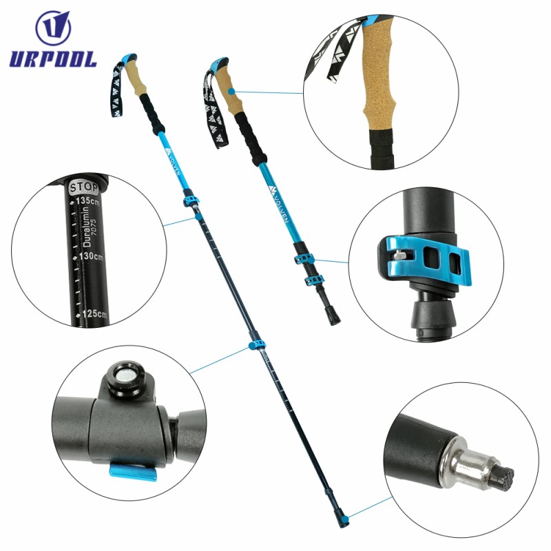 Nordic Walking Poles Manufacturer - 2pcs Adjustable Carbon Aluminium Telescopic Anti-Shock for Outdoor Activities