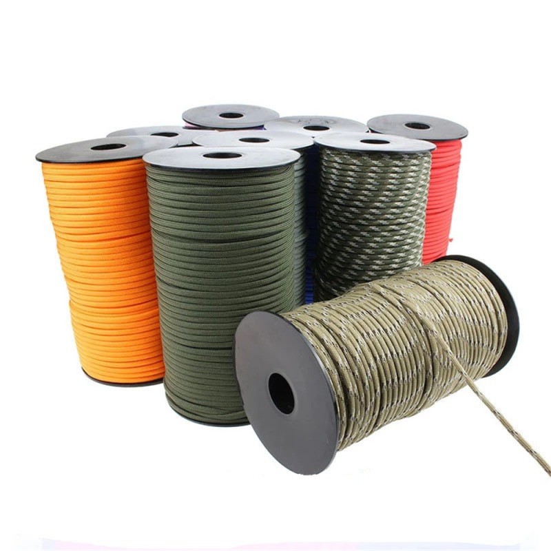 Polyester Parachute Cord Manufacturer - 4mm Outdoor 550 100M 7-Core for Survival Camping & Hiking Umbrella Tent