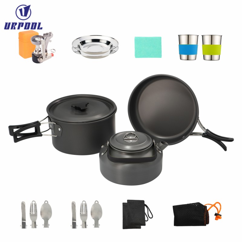 Aluminum Cookware Set Manufacturer - Outdoor for Camping Picnics BBQs Anodized Surface Kettle Pan Pot Tableware