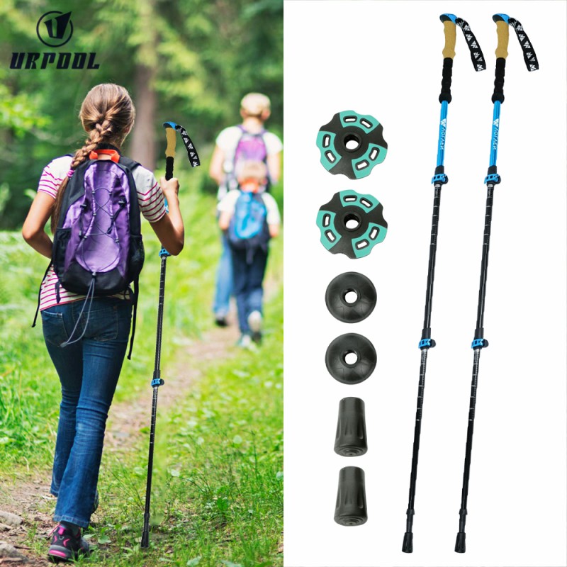 Nordic Walking Poles Manufacturer - 2pcs Adjustable Carbon Aluminium Telescopic Anti-Shock for Outdoor Activities