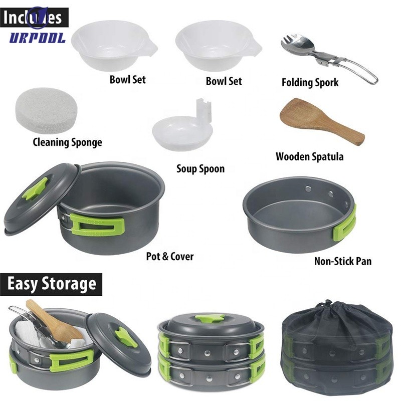 Outdoor Cookset Manufacturer - Portable 10-Piece Anodized Folding for Hiking and Backpacking