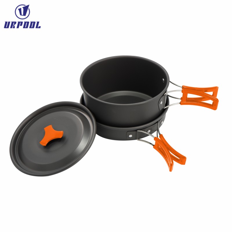 Outdoor Cookware Kettle Set Manufacturer - Portable Anodized Surface Kitchen Utensils Kit for 2-3 People Travel