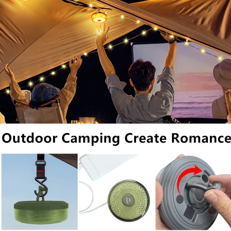 Portable String Lights Manufacturer - Warm with 8 Lighting Modes Camping Lamp 2 in 1 for Outdoor Party Yard