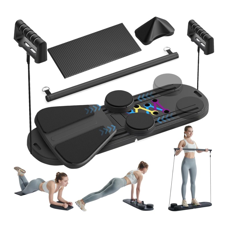 Pilates Reformer Machine Manufacturer - Portable Multifunctional 6-in-1 with Ab Wheel Roller Push Board Home Workout