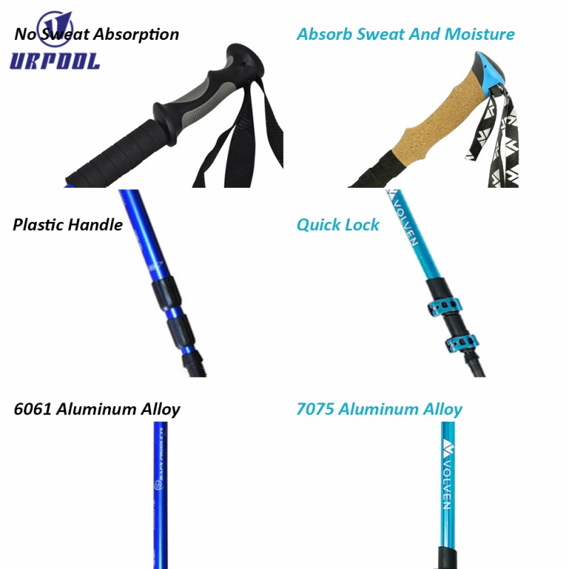 Nordic Walking Poles Manufacturer - 2pcs Adjustable Carbon Aluminium Telescopic Anti-Shock for Outdoor Activities