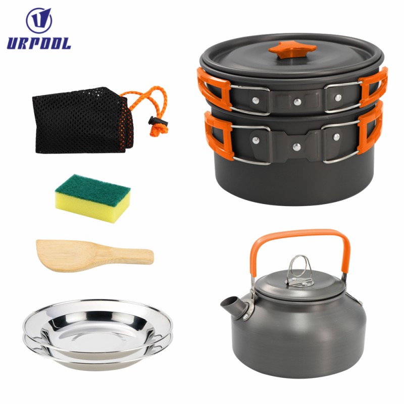 Outdoor Cookware Kettle Set Manufacturer - Portable Anodized Surface Kitchen Utensils Kit for 2-3 People Travel