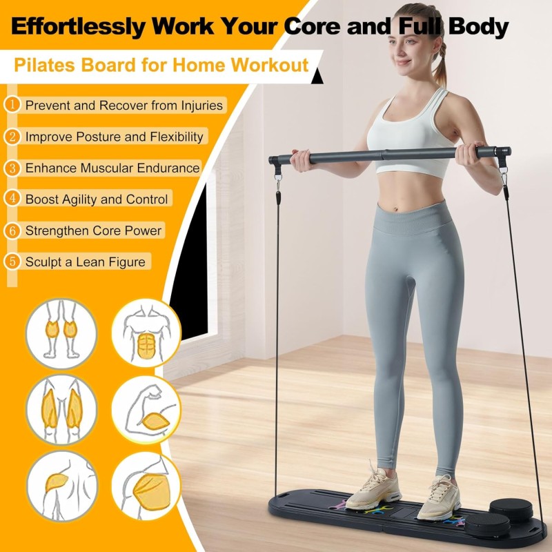 Pilates Reformer Machine Manufacturer - Portable Multifunctional 6-in-1 with Ab Wheel Roller Push Board Home Workout