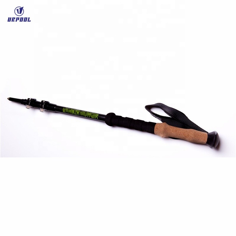 Carbon Trekking Poles Manufacturer - Ultralight 3-Section Nordic Walking Cane Ski Sticks with Cork Handle