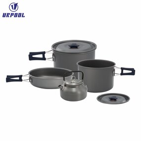 Tourist Pan Set Manufacturer - Camping Hiking Tableware Picnic Set Pots for Tourism Aluminum Cookware Equipment