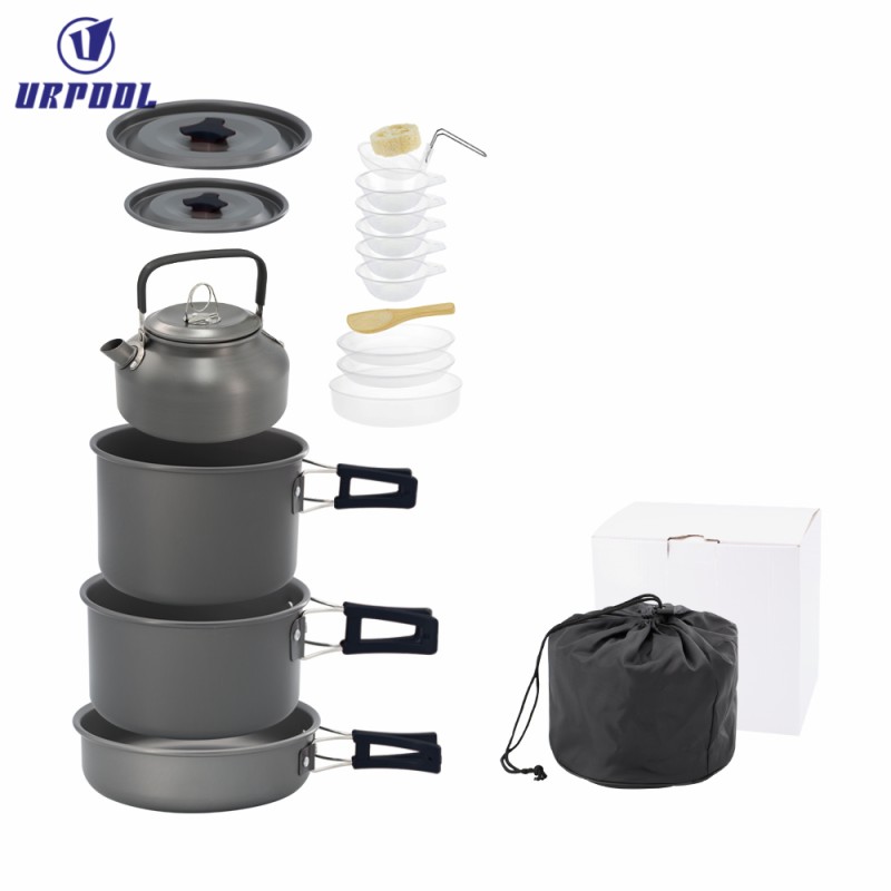 Tourist Pan Set Manufacturer - Camping Hiking Tableware Picnic Set Pots for Tourism Aluminum Cookware Equipment